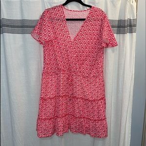 Red and white flower dress